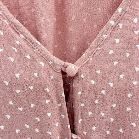 Rails Bretton Rosewood Mini Hearts Flutter Sleeve Top in Pink Size Small - Picture 6 of 11
